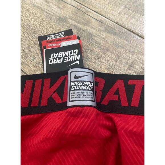 Nike Pro Men's Red Hyperwarm Lite Compression Combat Tights Leggings Size Large - Picture 5 of 8